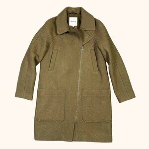 Madewell Eldridge Zip Coat Jacket Olive Green Wool Cashmere Blend Size X-Small